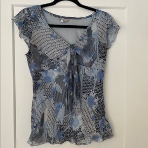 Rare Y2K Cinderella sky blue inspired floral, flowy, feminine top